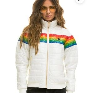 Aviator Nation 6 STRIPE JACKET - GLOSSY WHITE